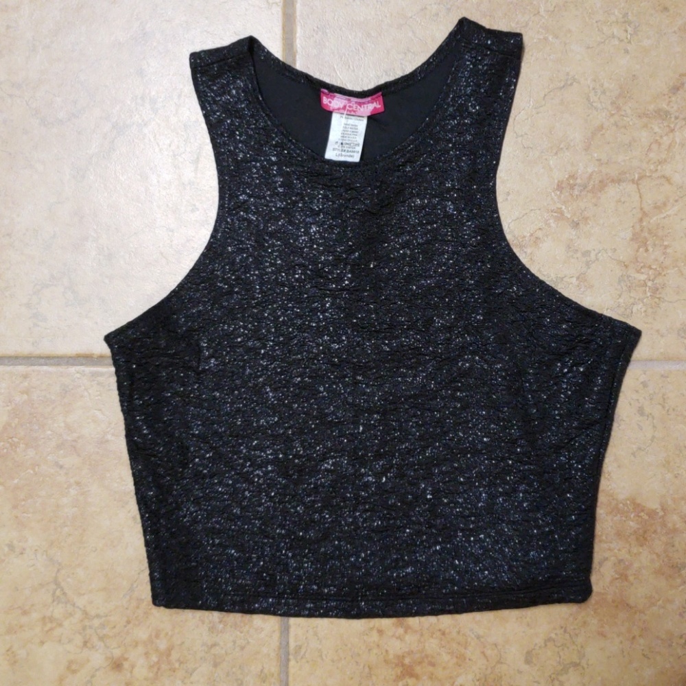 Black glittered crop top